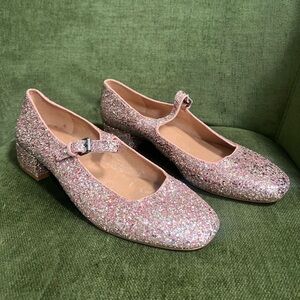 Madewell Pink Glitter Heels